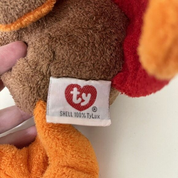 TY Pluffies Gobble the Turkey Plush Lovey 8” Beanie Stuffed Tylux 2007 - Picture 10 of 11
